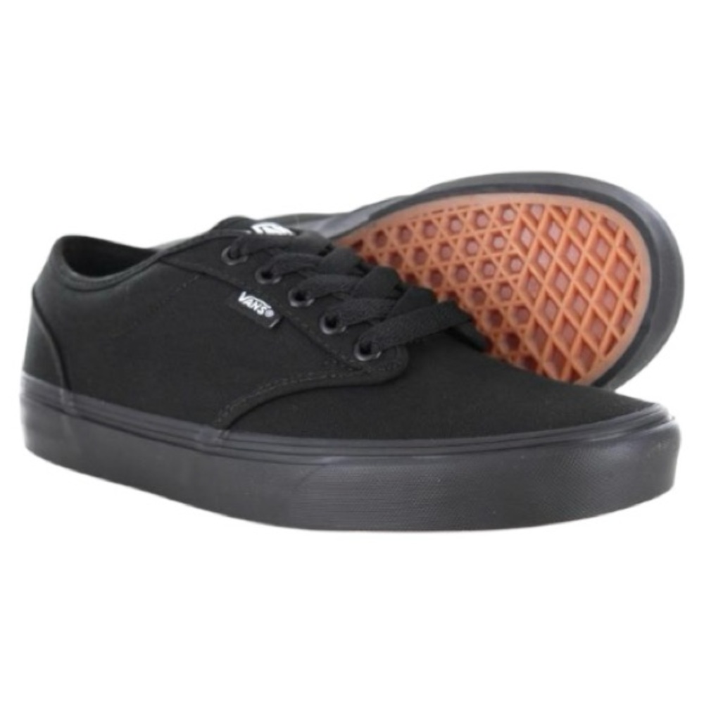 VANS Atwood Athleisure Canvas Black White Low Top Youth Sneakers Size 7
